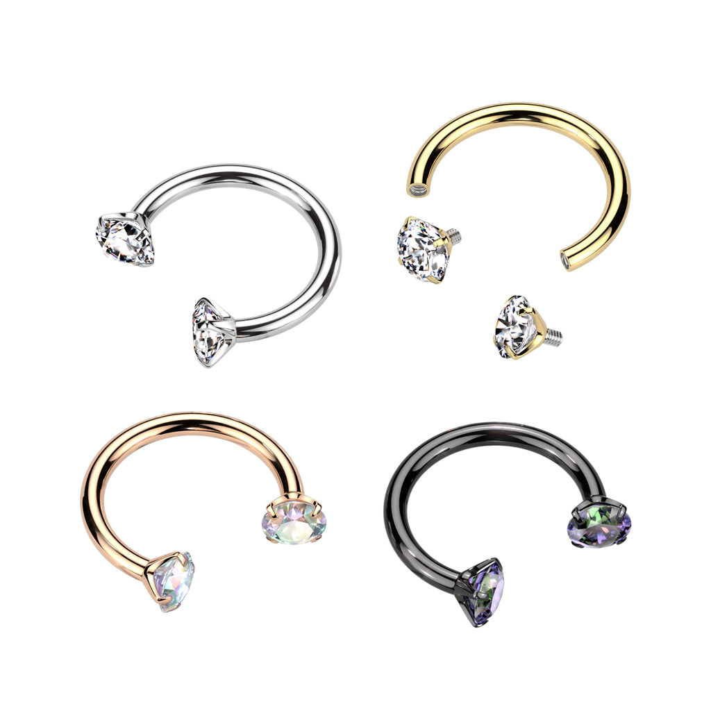 16G Titanium Internally Threaded Prong Set Horseshoe (8MM)